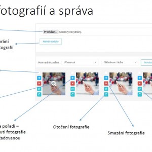 Efektivní správa fotografií s možností hromadné úpravy fotografií, zobrazení v původní velikosti atd.